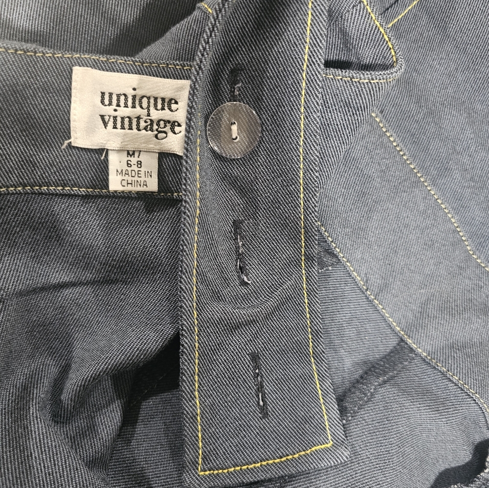 Unique Vintage Dark Denim Overalls - Picture 10 of 12